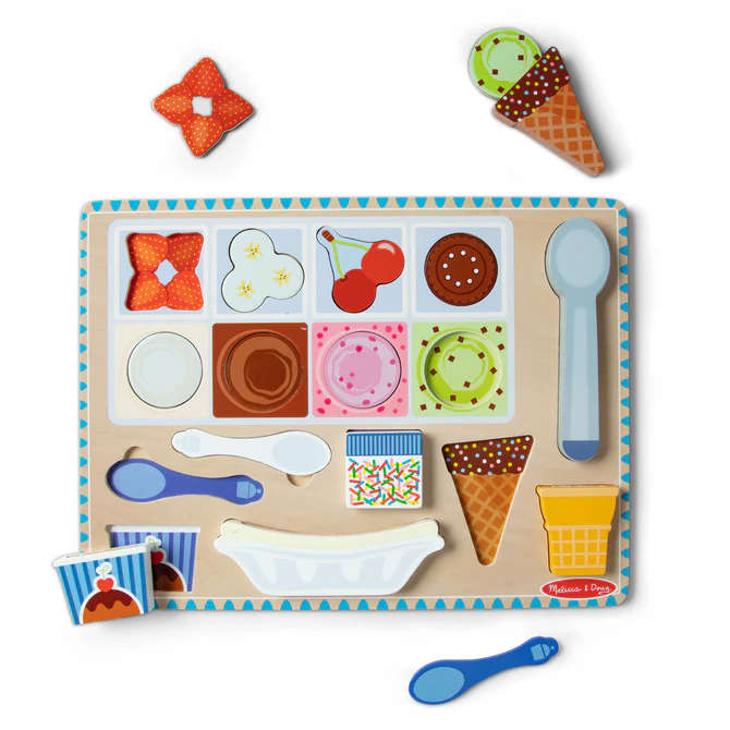 Wooden Magnetic Ice Cream Puzzle &amp; Play Set - 16 Pieces