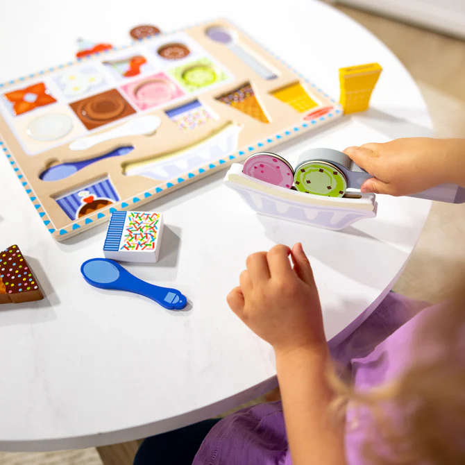 Wooden Magnetic Ice Cream Puzzle &amp; Play Set - 16 Pieces