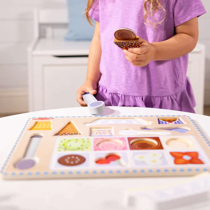 Wooden Magnetic Ice Cream Puzzle &amp; Play Set - 16 Pieces