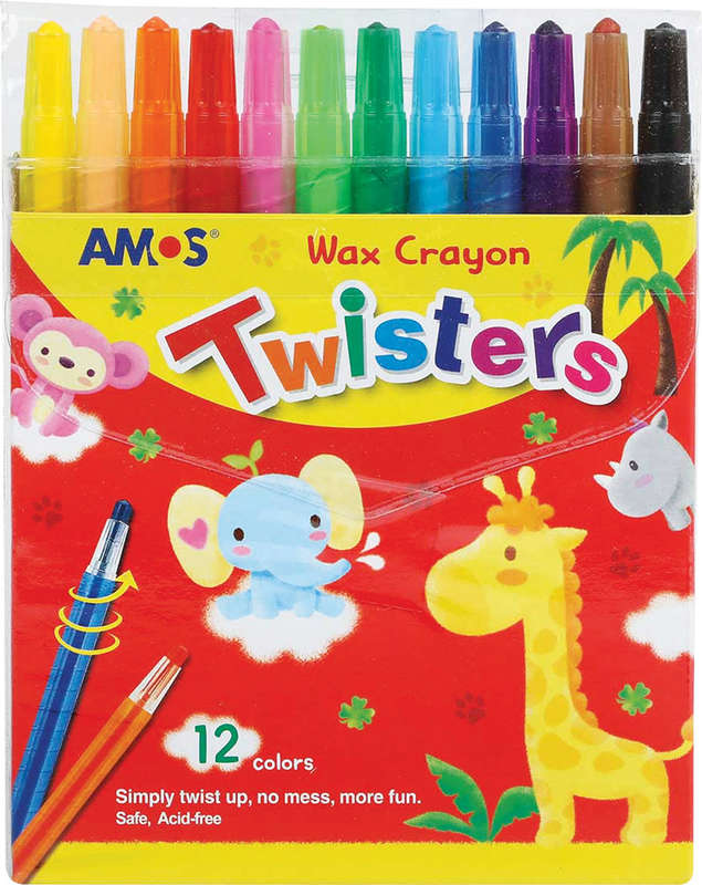 Amos Twister/Retractable Wax Crayons 12's