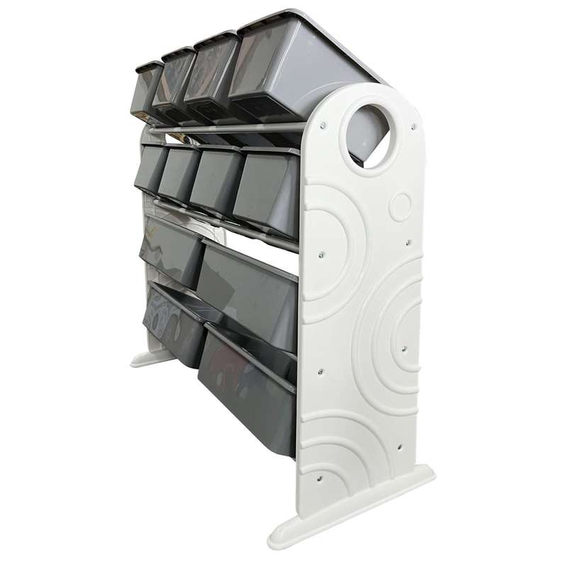 Cool Grey Plastic Storage Rack 12 bins