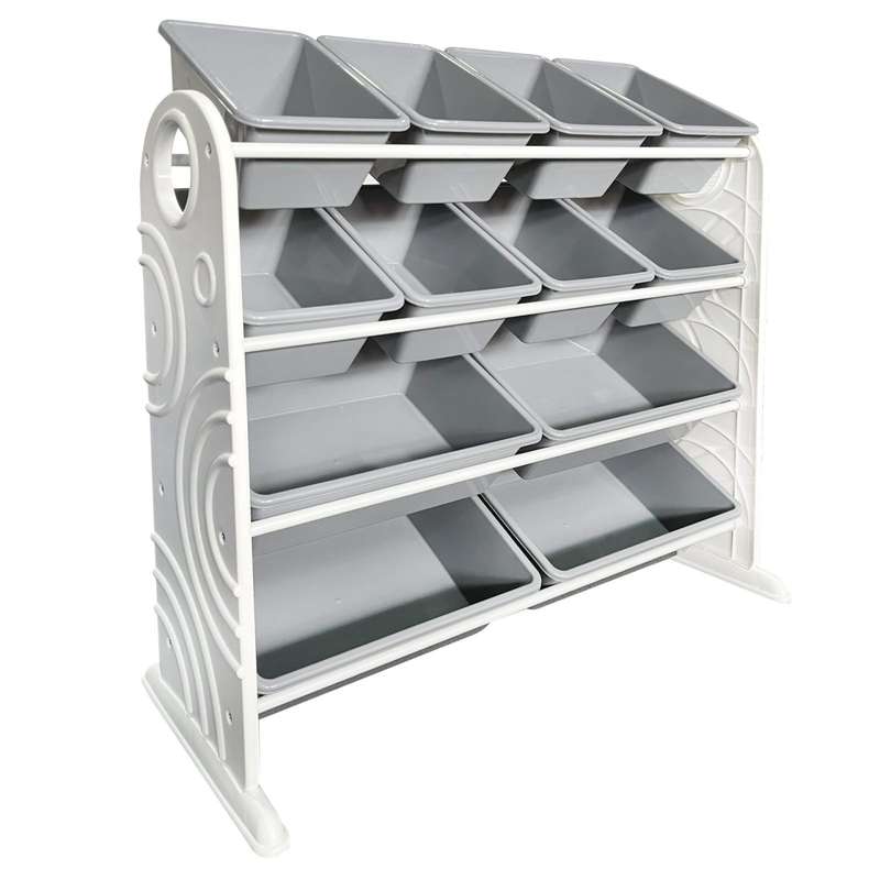 Cool Grey Plastic Storage Rack 12 bins