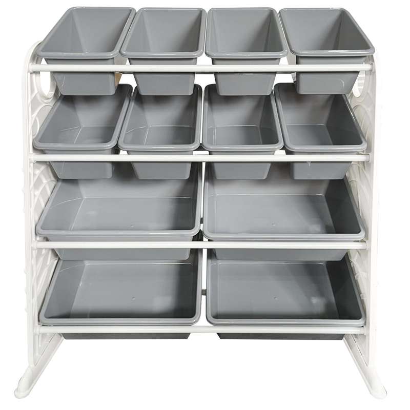 Cool Grey Plastic Storage Rack 12 bins