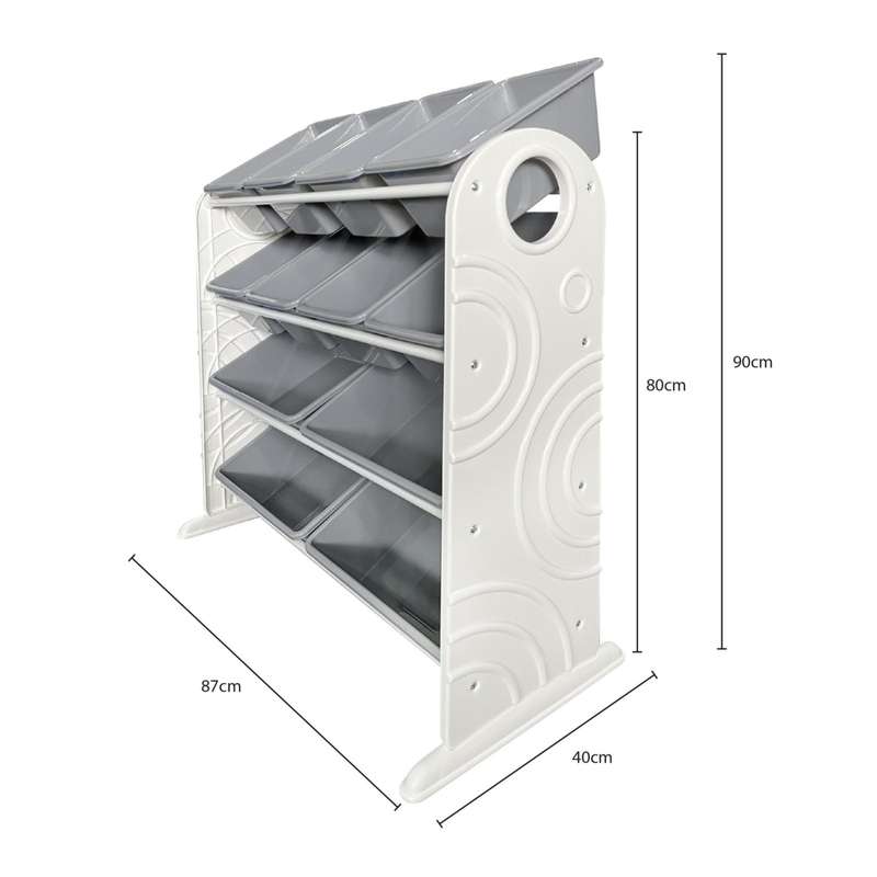 Cool Grey Plastic Storage Rack 12 bins