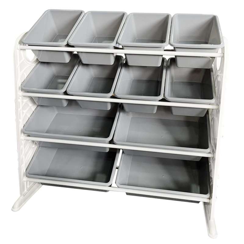 Cool Grey Plastic Storage Rack 12 bins