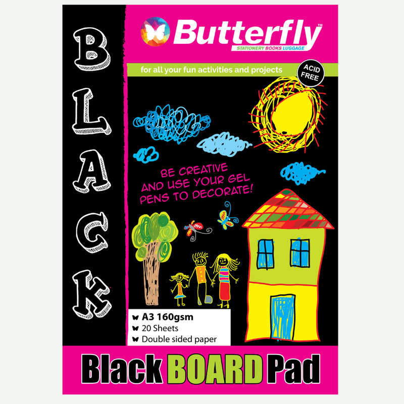 BOARD PADS - A3 160gsm 20 SHEETS - BLACK (DOUBLE SIDED)