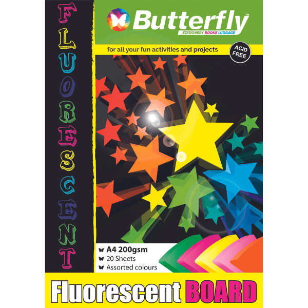 BOARD PADS - A4 200gsm 20 SHEETS - FLUORESCENT (ASSORTED)