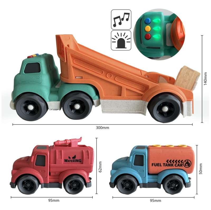 Bioplastic Carrier Truck, Fuel Tanker &amp; Water Truck Set