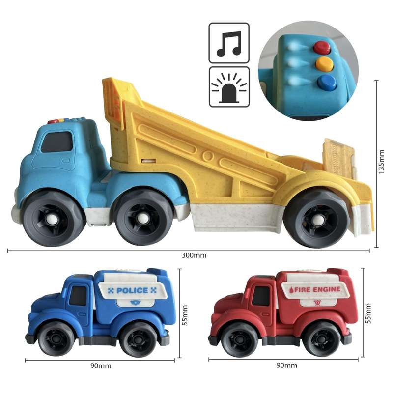 Bioplastic Carrier Truck, Ambulance &amp; Police Set