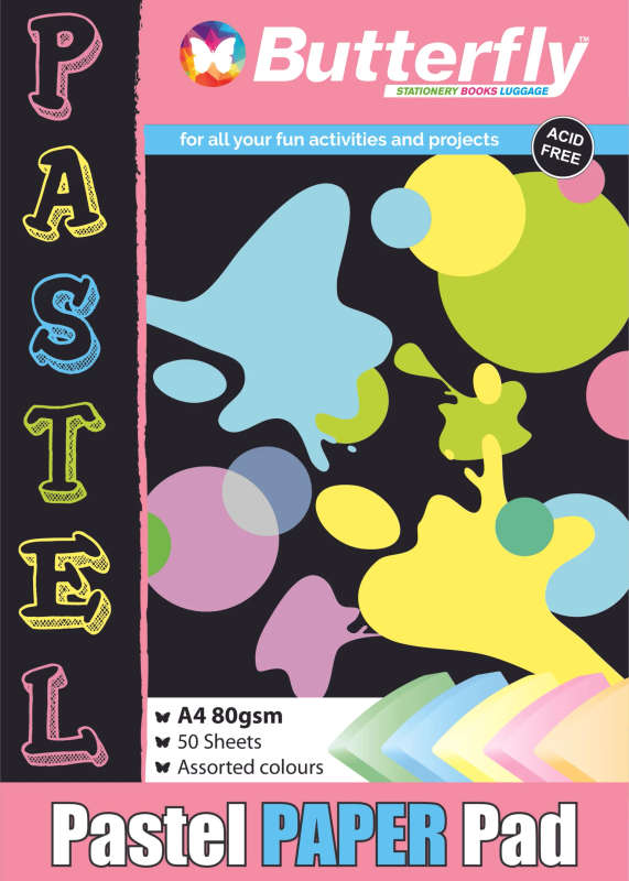 PAPER PADS - A4 80gsm 50 SHEETS - PASTEL (ASSORTED)