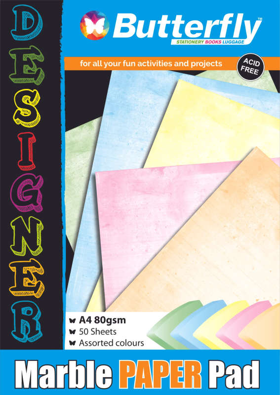 PAPER PADS - A4 80gsm 50 SHEETS - DESIGNER/Marble (ASSORTED)