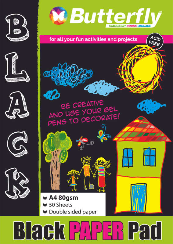 PAPER PADS - A4 80gsm 50 SHEETS - BLACK (DOUBLE SIDED)