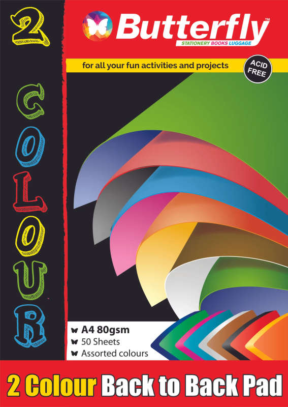 PAPER PADS - A4 80gsm 50 SHEETS - 2 COLOUR (BACK-TO-BACK)