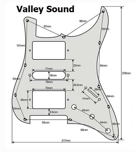 H/S/H Vintage White Pearloid 3ply Strat Style Pickguard