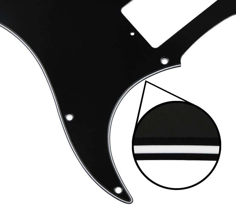 H/H Black 3ply Strat Style Pickguard