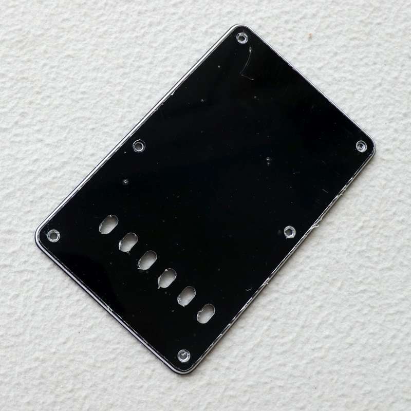 Black Guitar Tremolo Cavity Cover Strat Style 3ply with 6 Individual String Holes