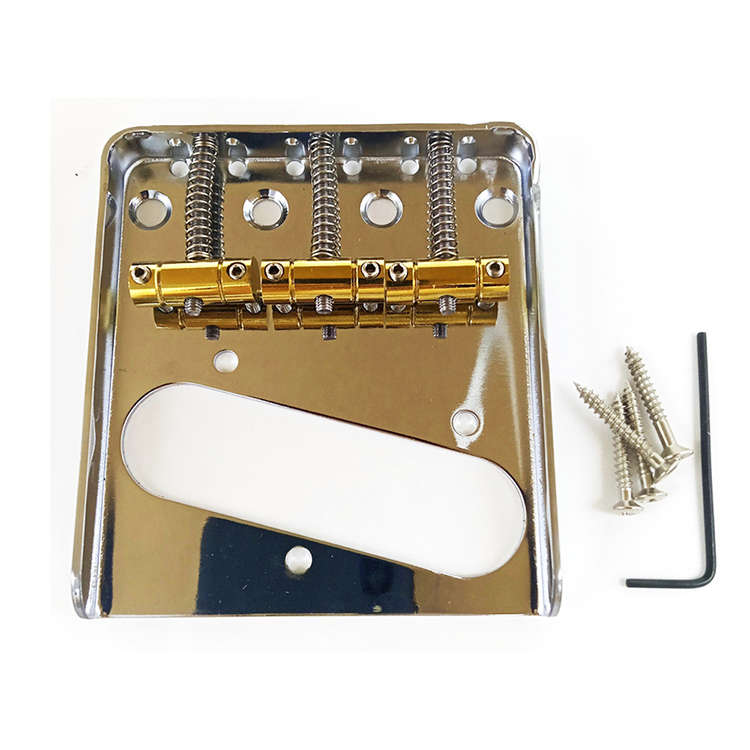 Vintage Ashtray Style Telecaster Guitar Bridge with 3 Brass Saddles