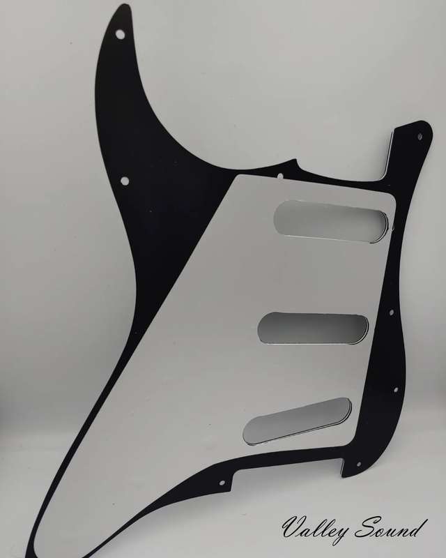 S/S/S Black Pearloid 3ply Strat Style Pickguard