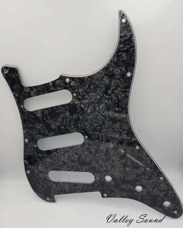 S/S/S Black Pearloid 3ply Strat Style Pickguard