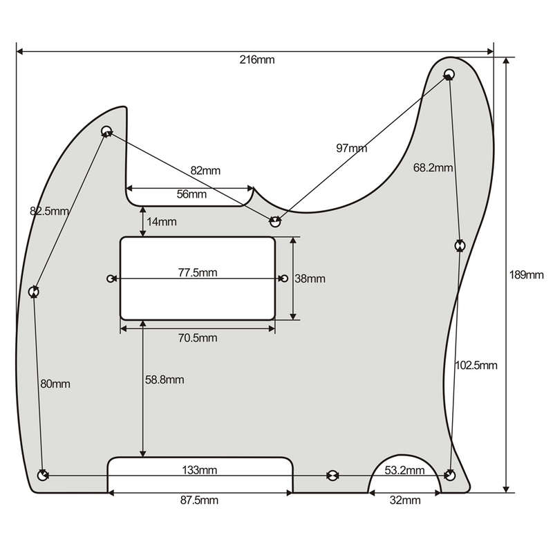 Black 3ply Humbucker Tele Style Pickguard