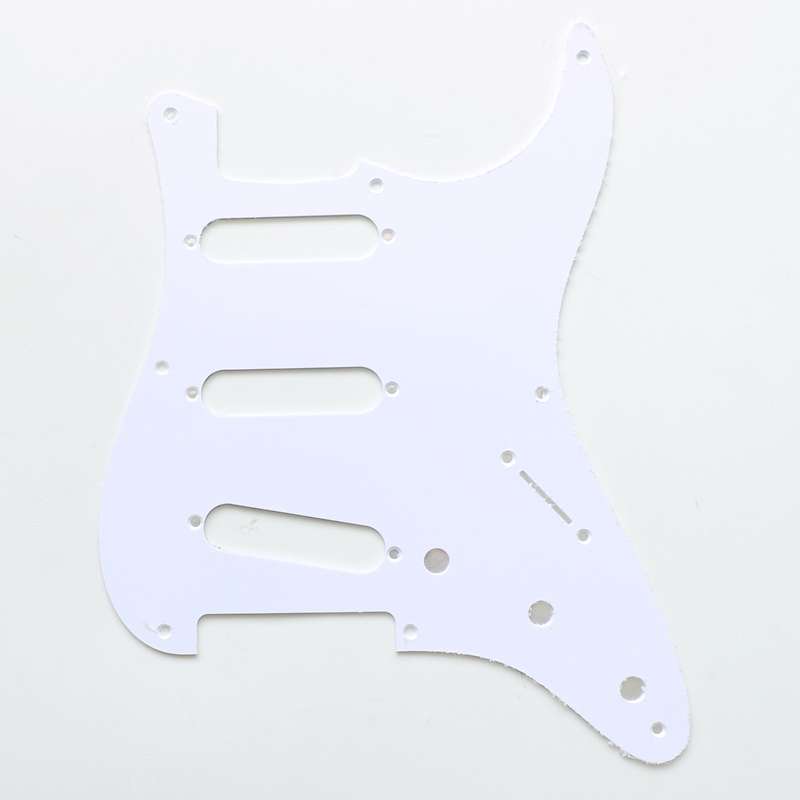 S/S/S White 1ply Strat Style Pickguard Vintage 8 Hole