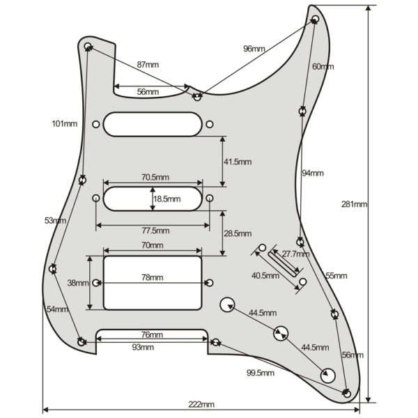 H/S/S Black 3ply Strat Style Pickguard