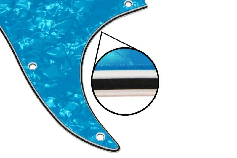 S/S/S Light Blue Pearl 3ply Strat Style Pickguard