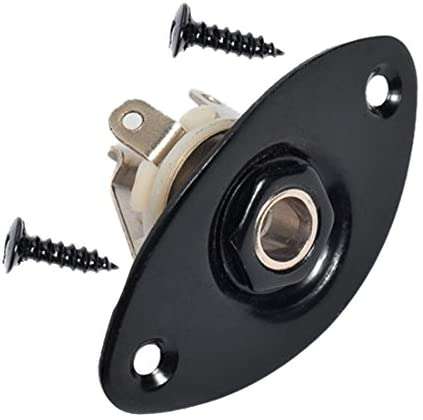 Curved Metal Eye Shape Vintage Oval Guitar Jack Plate with Jack