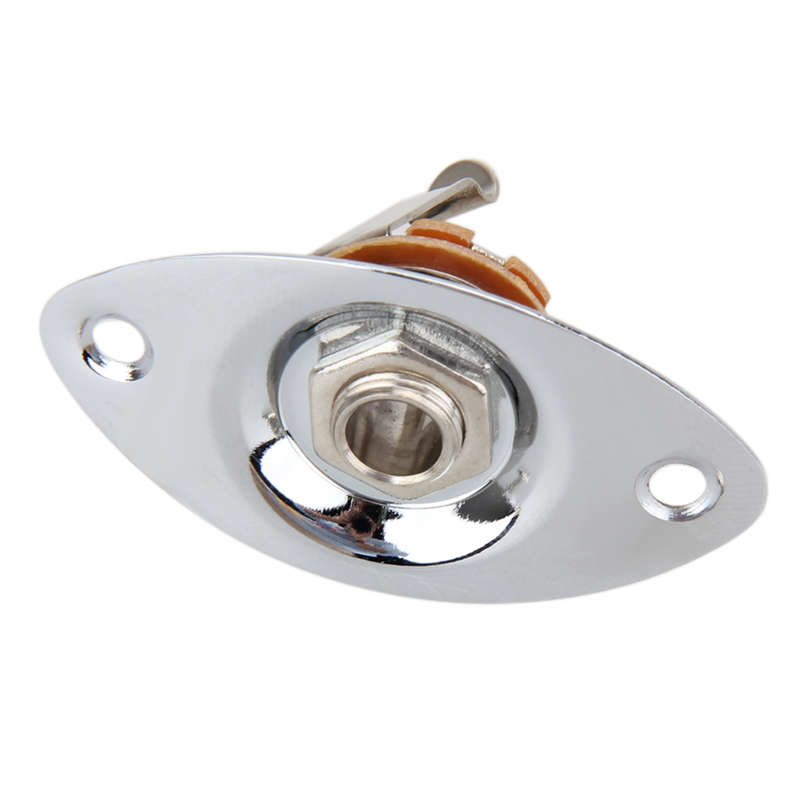 Curved Metal Eye Shape Vintage Oval Guitar Jack Plate with Jack