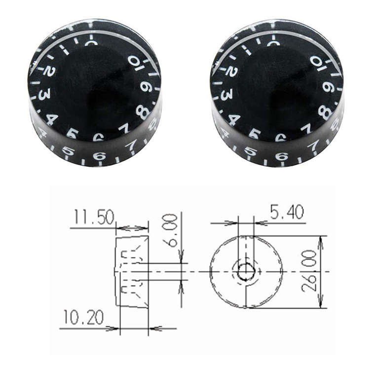 Black Speed Dial Gibson style replacement knob