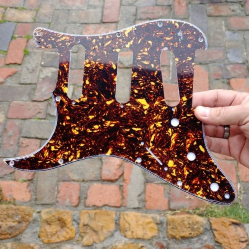 S/S/S Vintage Tortoise 3ply Strat Style Pickguard (Left Hand)
