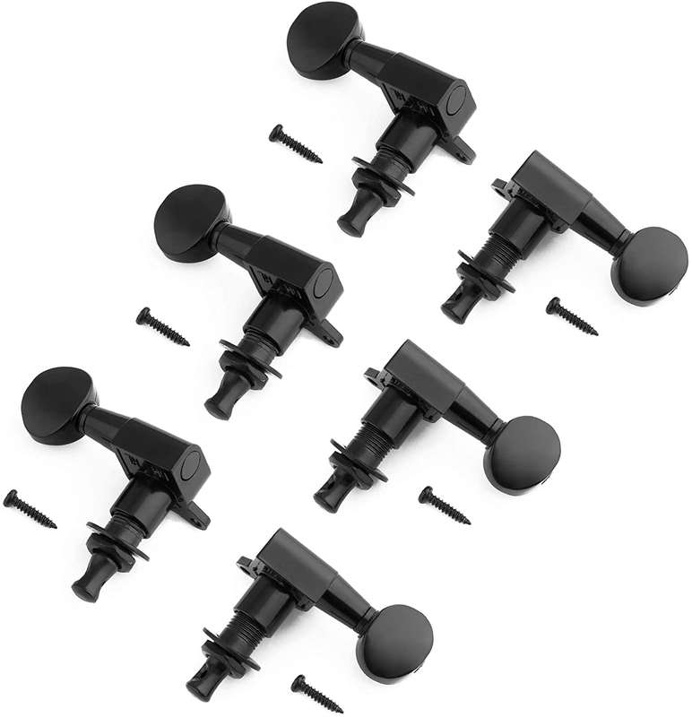 Oval Strat Style Tuners Set of 6 - Black