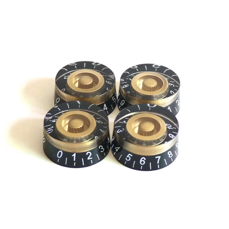 Black and Gold Gibson speed dial style replacement knob - single