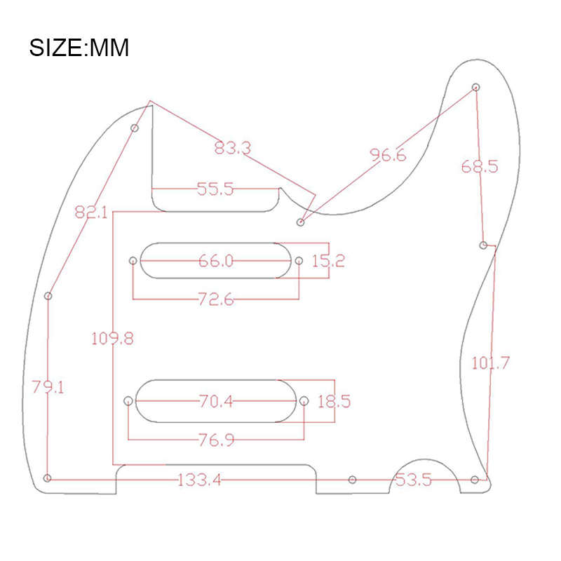 White 3ply Nashville Telecaster Pickguard