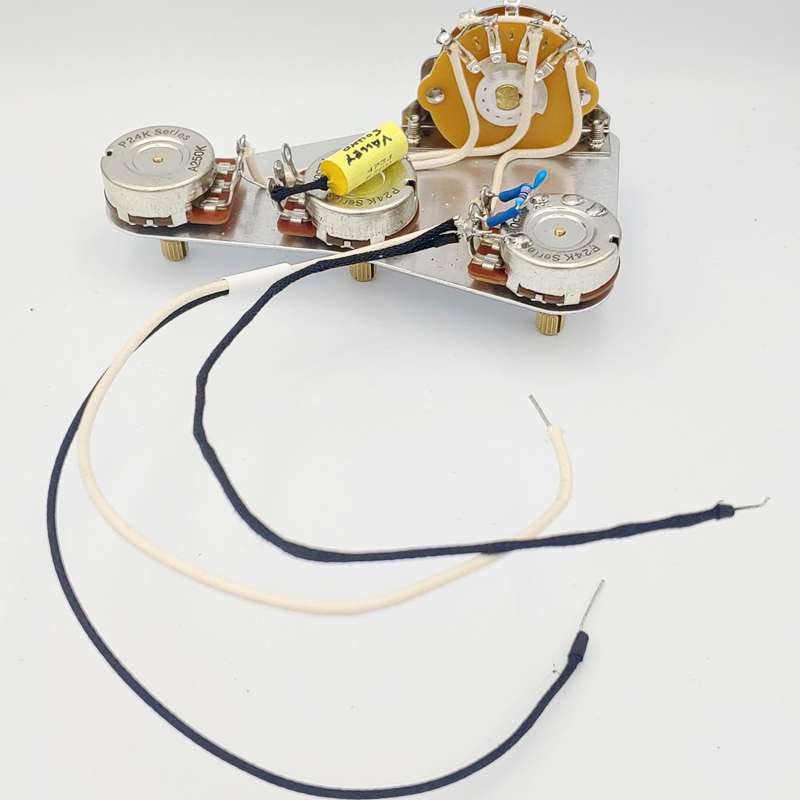 S/S/S Prewired Electronic Assembly for Stratocaster Guitars with trebble bleed mod - Solder-in