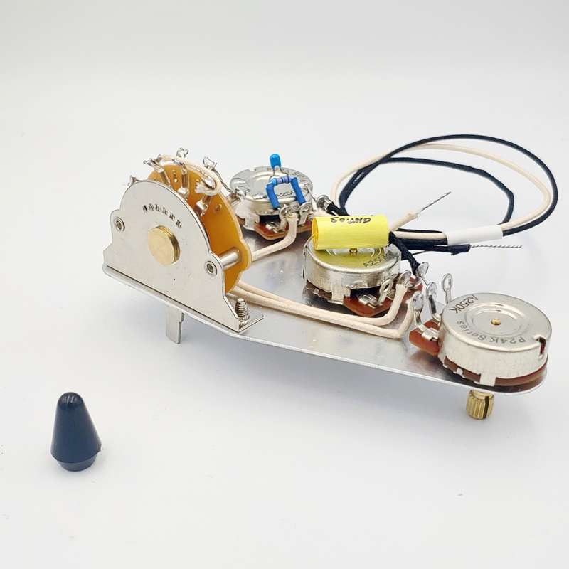 S/S/S Prewired Electronic Assembly for Stratocaster Guitars with trebble bleed mod - Solder-in