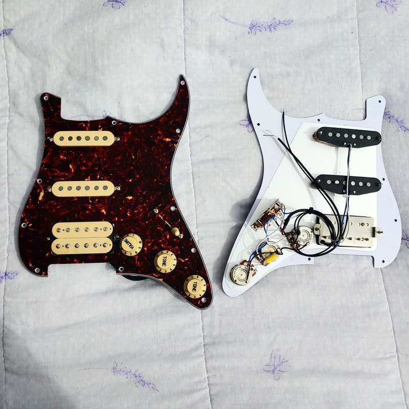 HSS Prewired Pickguard Loaded  with Alnico 5 Pickups - Brown Tortoise