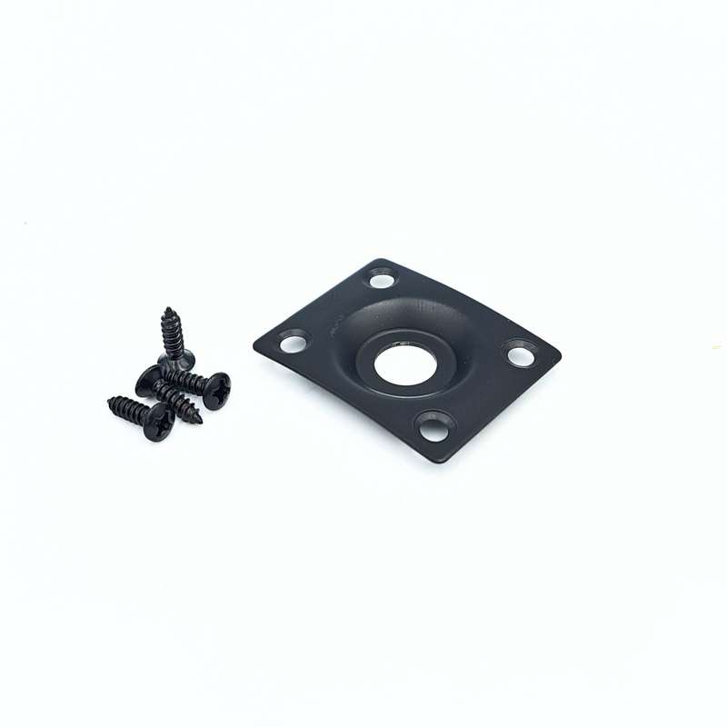 Curved Rectangle Metal Guitar Jack Plate - Matte Black