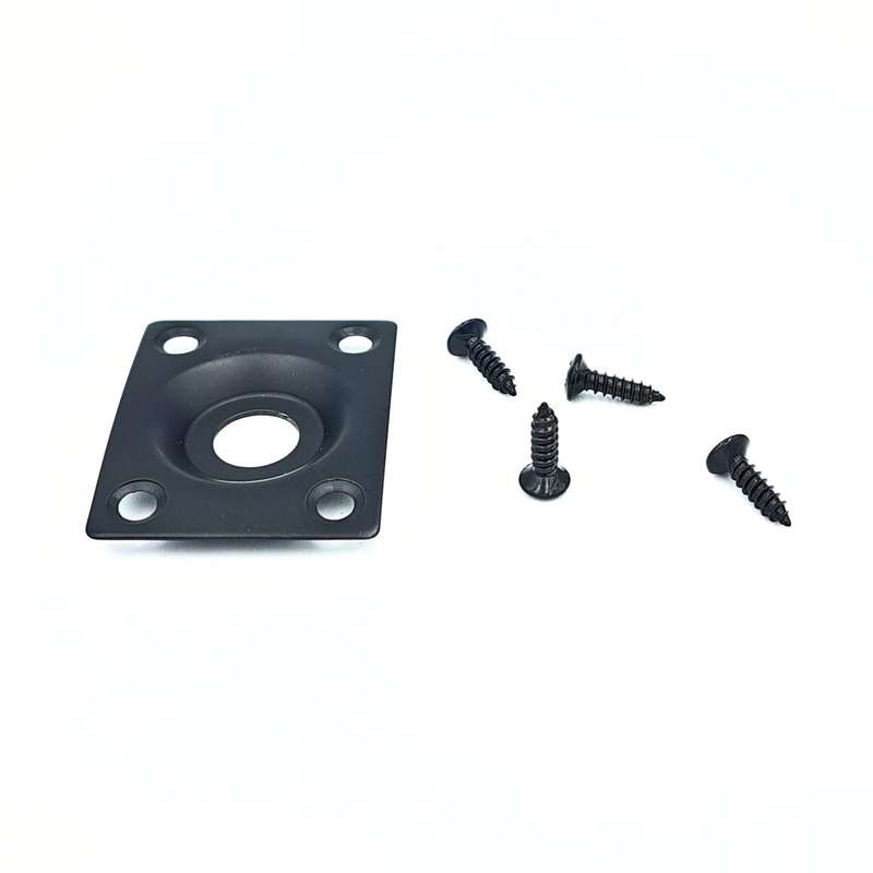 Curved Rectangle Metal Guitar Jack Plate - Matte Black