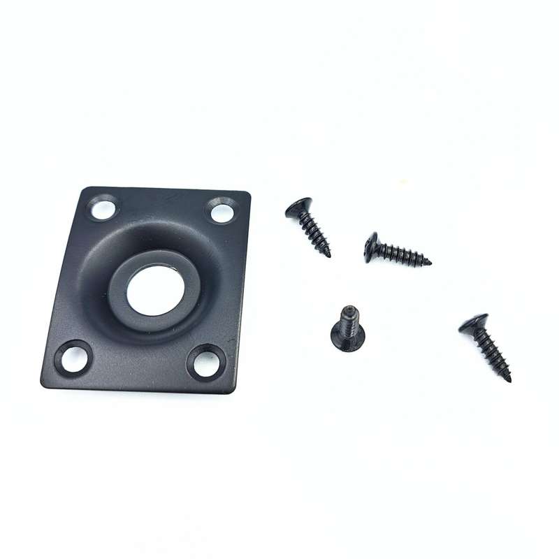 Curved Rectangle Metal Guitar Jack Plate - Matte Black
