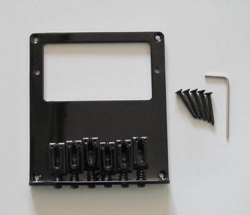 Humbucker rout Telecaster Guitar Bridge with 6 Saddles - Black