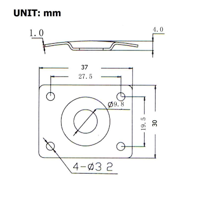 Curved Rectangle Metal Guitar Jack Plate - Matte Black