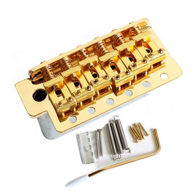 Gold Vintage 6 point Strat Full Size Block Tremolo Bridge Complete - 54mm String Spacing
