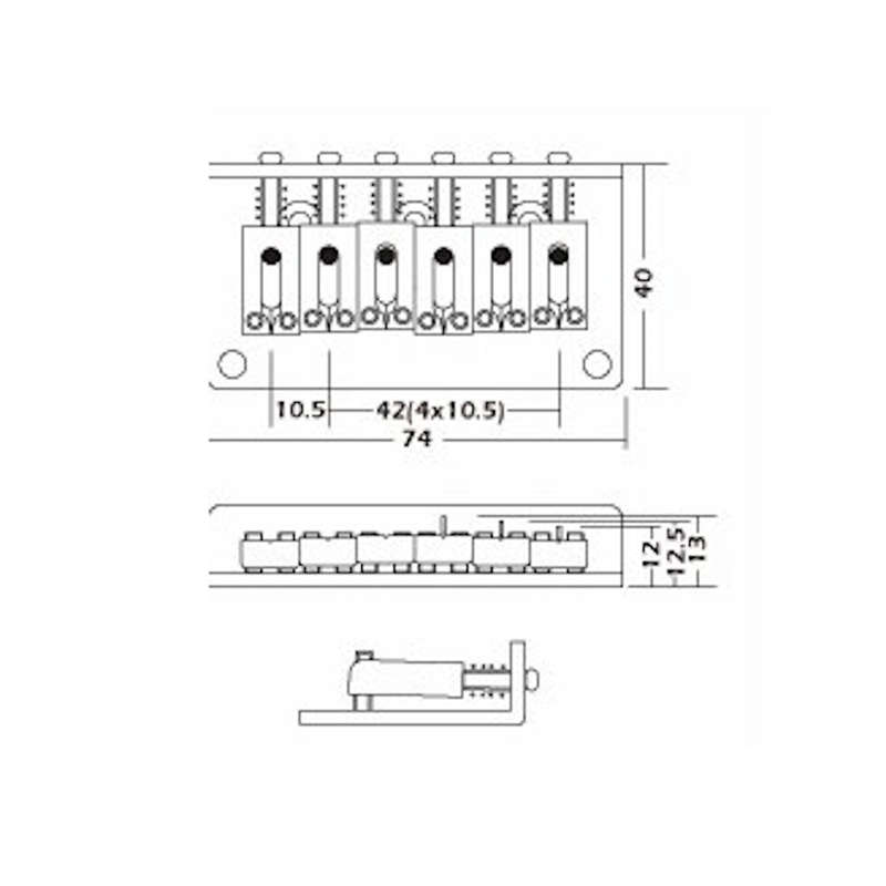 Black 2-Point Fixed Strat Bridge