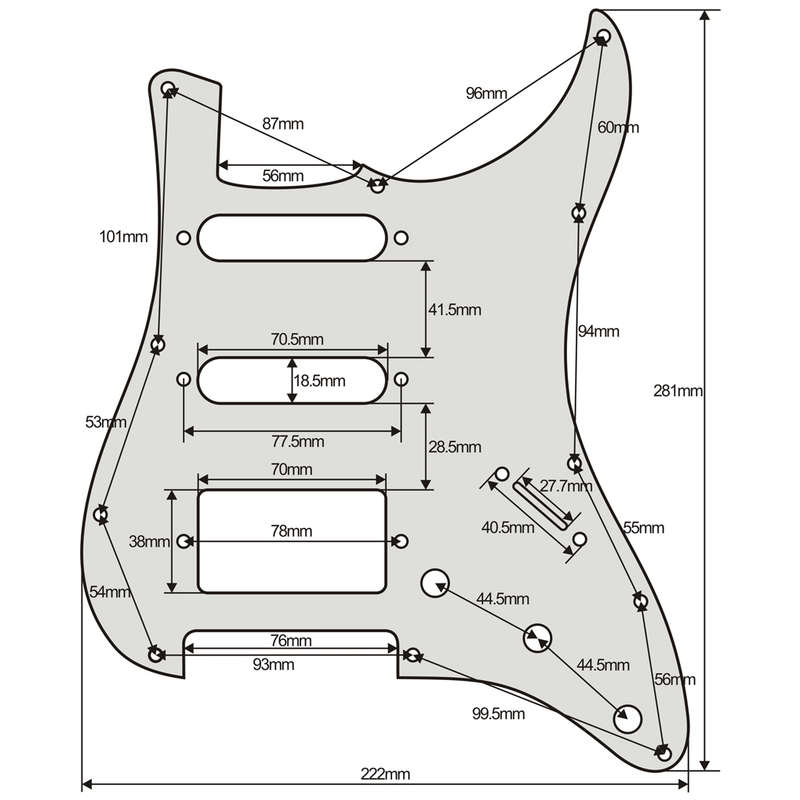 HSS Prewired Pickguard Loaded  with Alnico 5 Pickups - Black with Ivory (Push Pull Coil Split Mod)