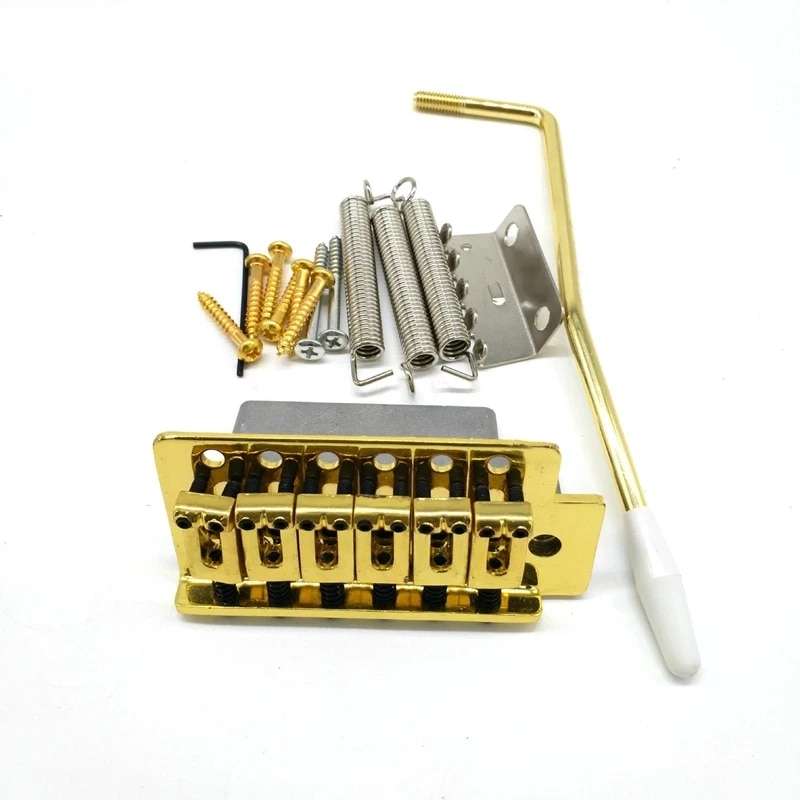 Gold Modern Strat 6 point Tremolo Bridge Complete - 52.5mm spacing Full size block