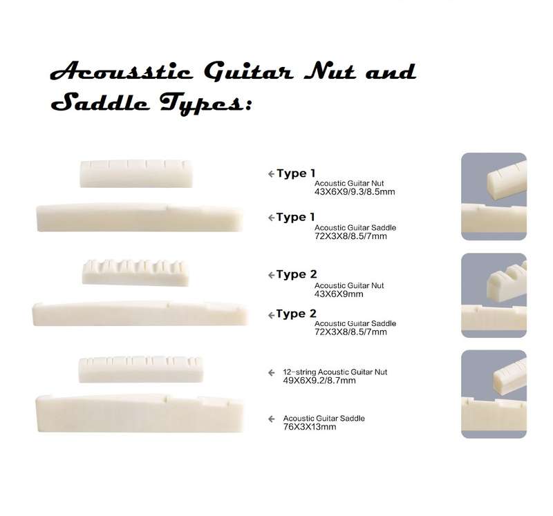 Ox Bone Saddle for Acoustic Guitars Type 1 (72mm)