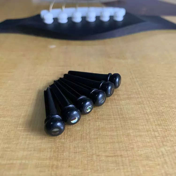 Ebony Wood Bridge Pin with 3mm Abalone Shell Dot for Acoustic Guitars (Single)