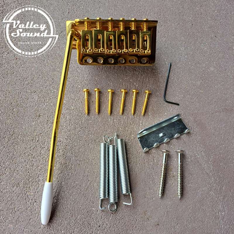 Gold Modern Strat 6 point Tremolo Bridge Complete - 52.5mm spacing Full size block
