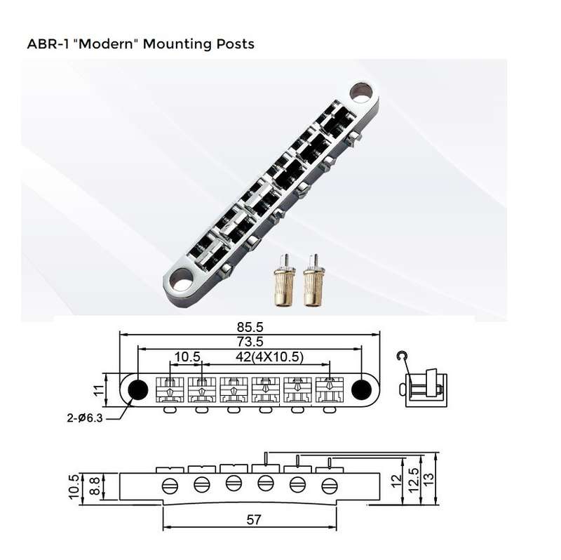 ABR-1 Style Tune-O-Matic Bridge with Large Mounting Posts BRIDGE ONLY